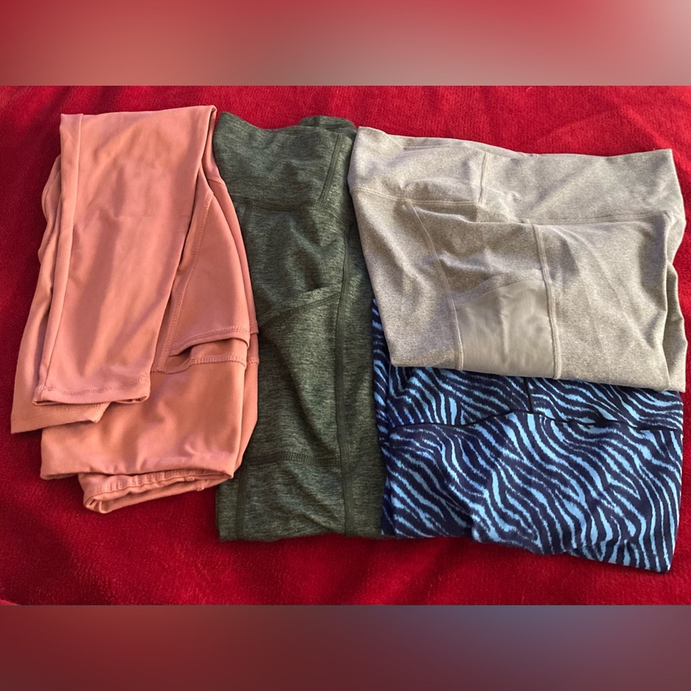 Fabletics & aerie Leggings Set - Peach, Olive, Gray, Blue Zebra